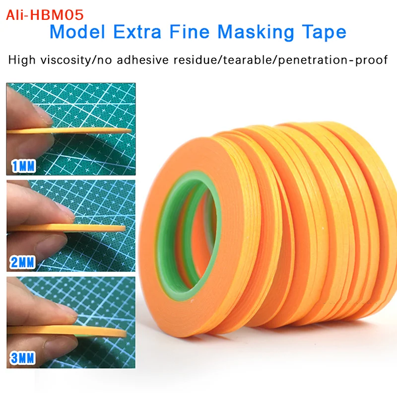(HB05)Model Spraying Coating Color Ultra Tape Fine DIY Special Masking Wide 1mm/2mm/3mm 18m Model Covering Tape