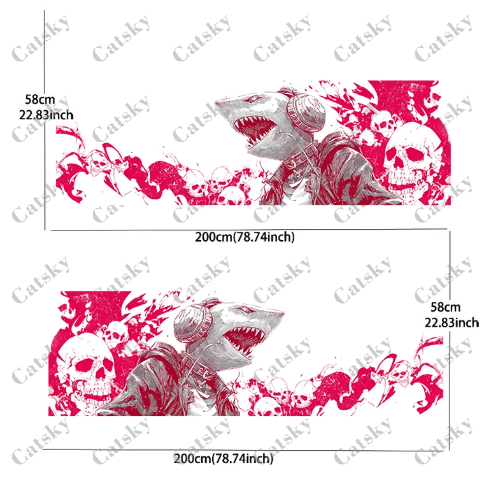 Shark Man Skull Print Splatter Decal, Durable, Fade-Resistant, Easy to Install and Remove - Enhance the aesthetic of your with b