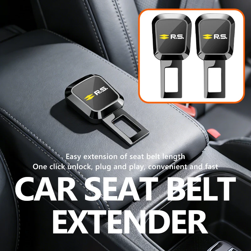 For Renault Car Badge Safety Belt Extension Buckle Plug Seatbelt Clip Adjustable Extender Clio Koleos Megane Espace Dacia RS
