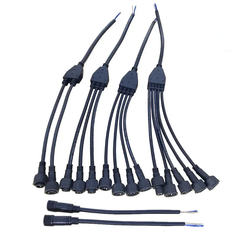 Waterproof 2Pin Wire Splitter Cable with Female Head Outdoor IP67 1 to 2 3 4 5  Y Type Electrical Cable Connectors for Led Strip