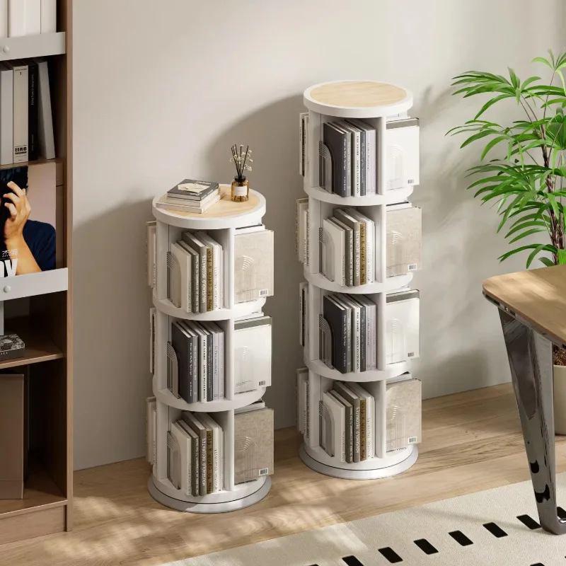 

Rotating Book Storage Rack, Mobile Organizer for Kids Room, Stackable Storage Bin, White Book Shelf for Playroom or Nursery