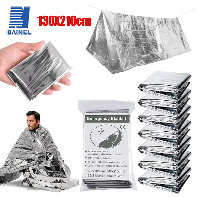 

Portable Outdoor Emergency Rescue Blanket Thermal Insulation Waterproof First Aid Kit Screen Foil Warm Military Blanket130X210Cm