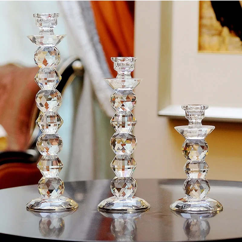 Nordic Crystal Glass Candle Holder, Luxury Wedding Decor, Coffee Table Centerpieces, Candelabra, Home Decoration