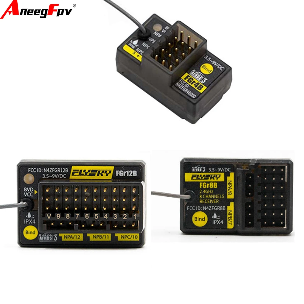Flysky FGr4B FGr8B FGr12B 2,4 GHz 4/8/12-CH receptor PWM/PPM/Ibus con transmisor AFHDS3 para RC coche barco PL18/NB4/NB4 pro Lite