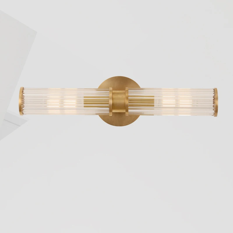 

All Copper Modern Minimalist Creative Transparent Glass Lampshade Living Room Bedroom Bedside Washroom Entrance Wall Lamp LED