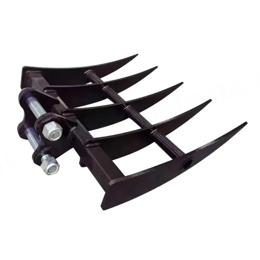 Multi-tooth soil loosening and weeding rake for excavators