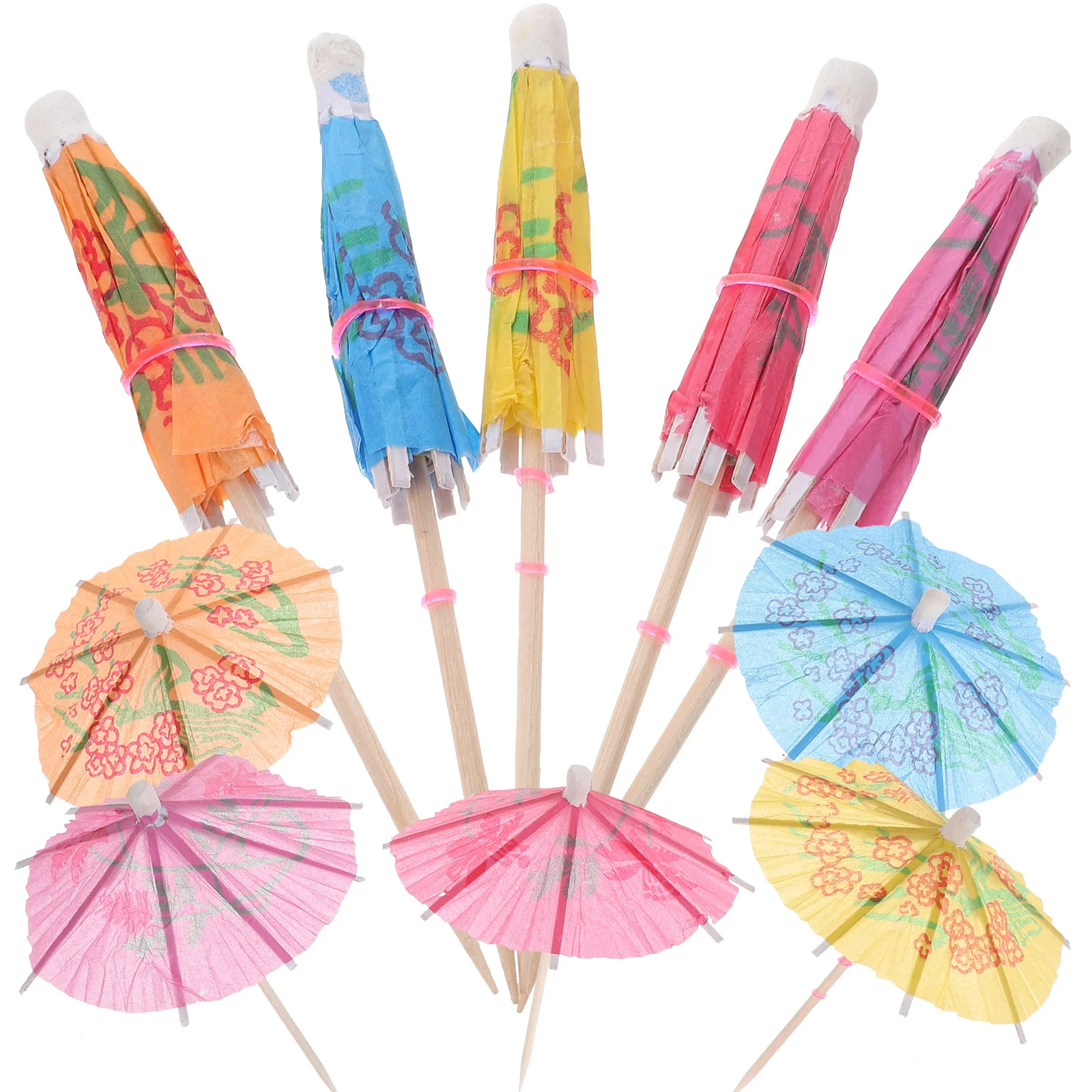 

50 Pcs Cocktail Decorative Umbrella Sign Hawaiian Umbrellas Toothpicks Paper Mini