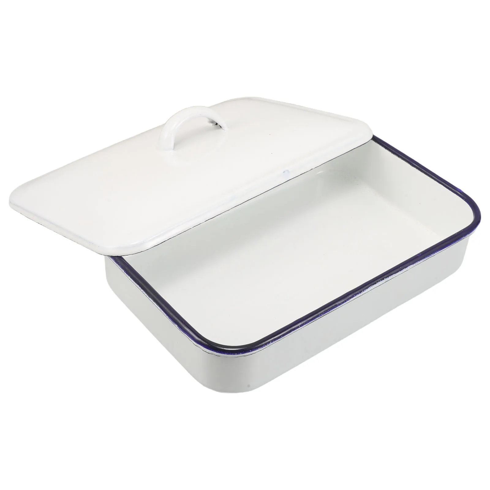 

Dishwasher Safe Enamel Roasting Pan Lid Non-Stick Rectangular Baking Dish Vegetables Meat Poultry Oven-Safe Grilling Cookware