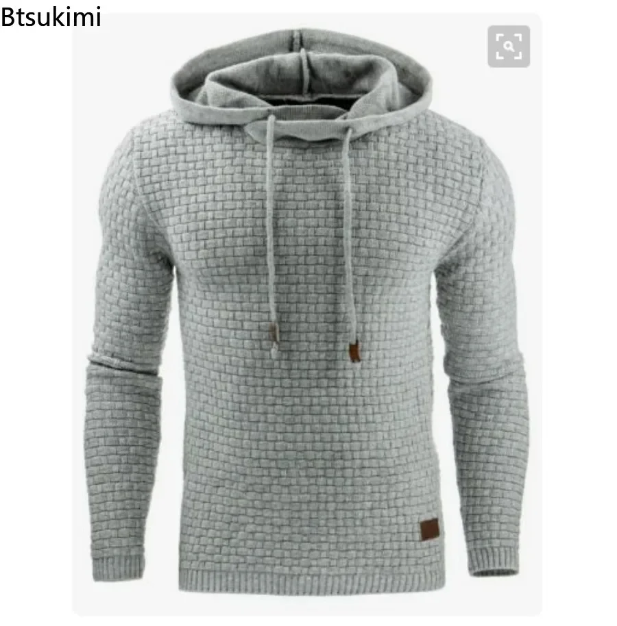 2024Men's Jacquard Sweater Long Sleeve Hoodie Warm Hooded Sweatshirt Coat Men Fashion Sweat Coat Tops Casual Sportswear Male 5XL