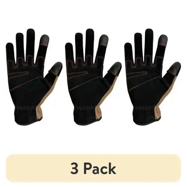

(3 pack) Hyper Tough Cotton Duck Canvas Utility, Unisex Work Gloves, Brown, Medium, HT88981-23
