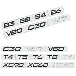 3D Car Styling Chrome Metal Black Silver Sticker Tail Emblem Rear Decal Letter Logo For Volvo T4 T5 T6 T8 B3 B4 B6 B8 V40 XC60