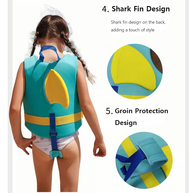 Neoprene 1-6 Years Kid Life Vest, Boys Girls Buoyancy Aid Swim Training Safety Assisted Life Jacket Toddler Kayak Beach Swimwear view 4
