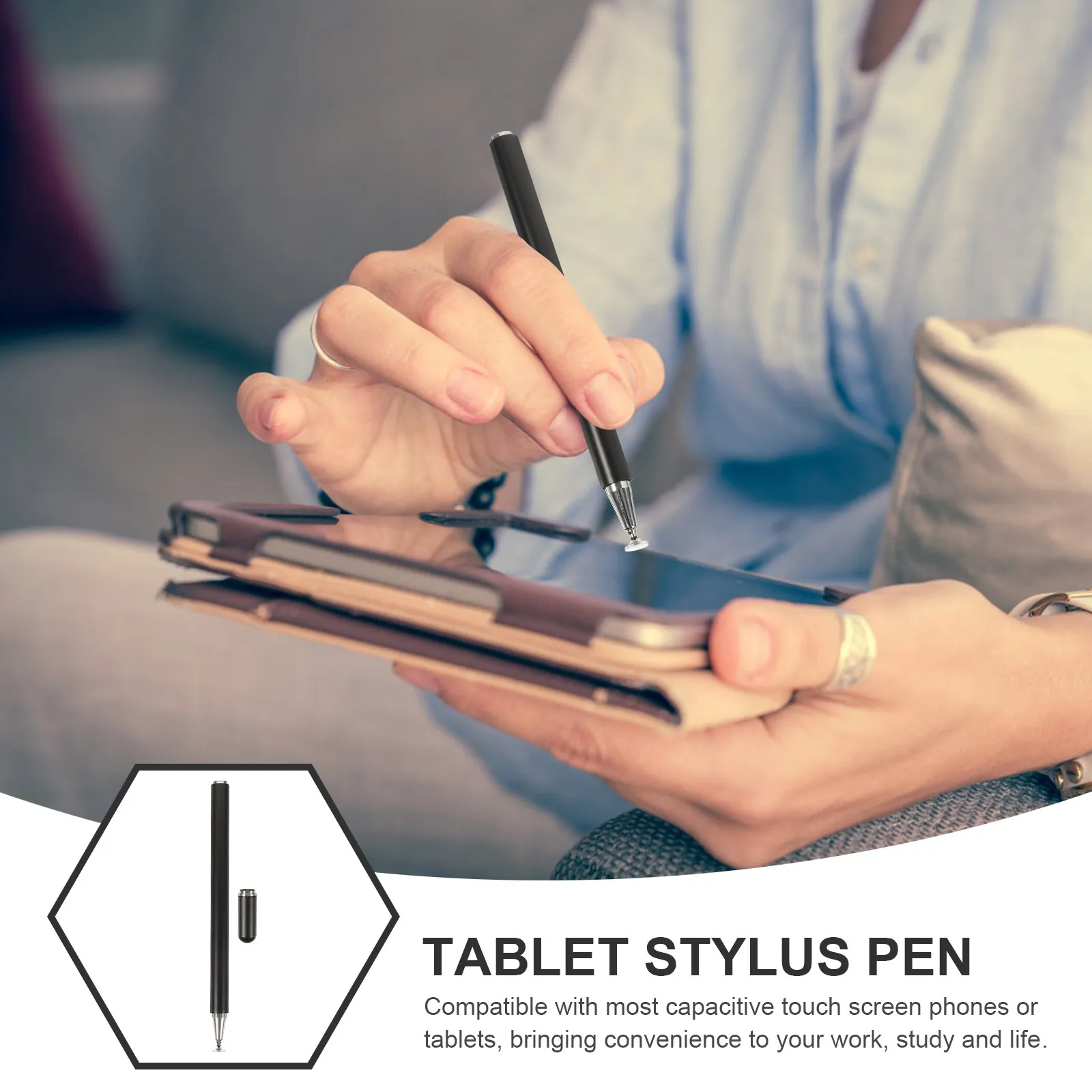 Capacitive Stylus Pen Dual-End Design Scratch-Free Screen Protection Natural Feel Precision Control for Drawing Office Study