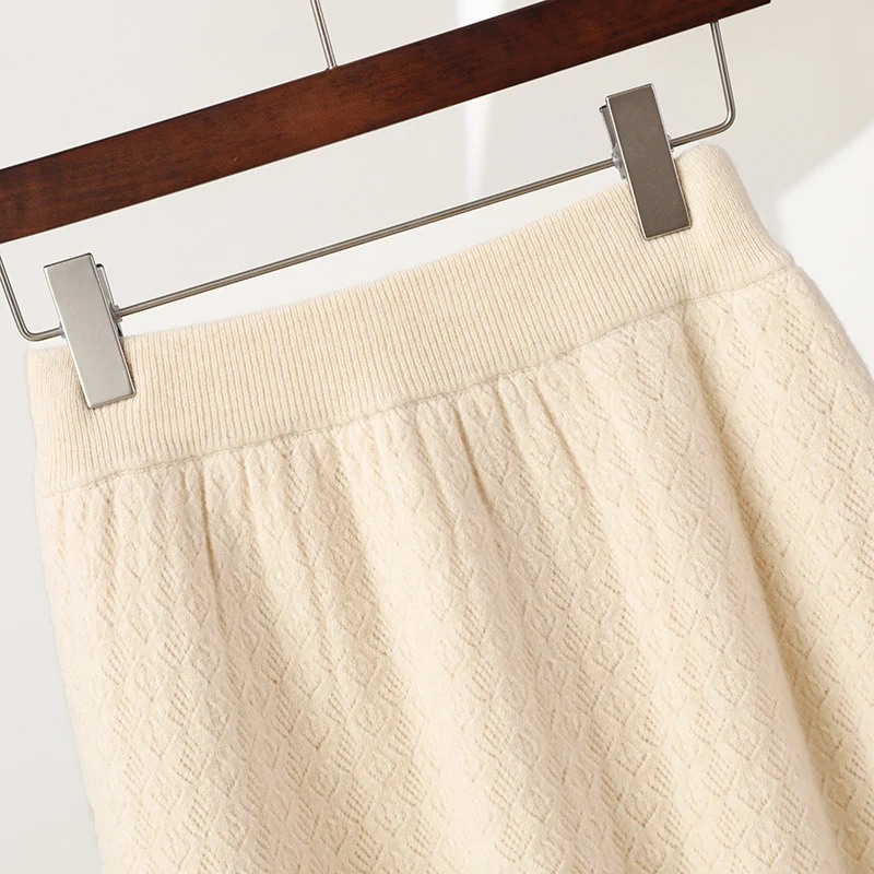 New Women Pickled Diamond Shaped Skirt Autumn Winter Grace Basic Cashmere Skirt 100% Merino Wool Knitwear Office Lady Dress