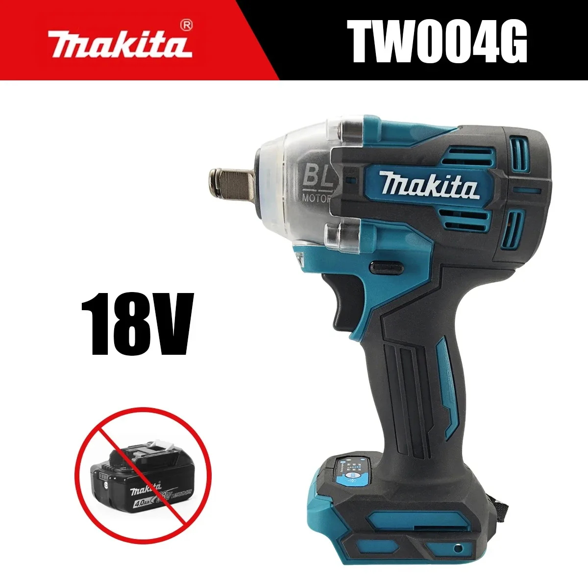 Makita TW004G 40V Max Brushless Impact Wrench Ergonomic Grip Cordless Wrench for Car Tire Automotive Maintenance