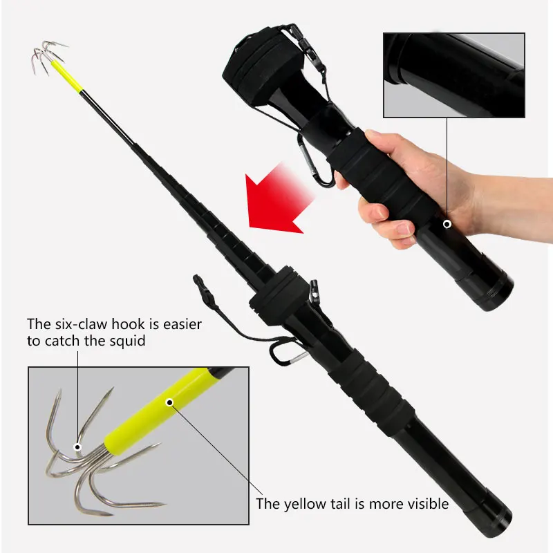Retractable Squid Gaff Anchor Hook Multi Point Fishing Hook for Cuttlefish Octopus Saltwater Rock Fishing Tackle Accessories