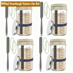 Sourdough Fermentation Jar 900ml Sourdough Starter Container Clear Glass Jar Sourdough Baking Supplies Fermentation Food Storage