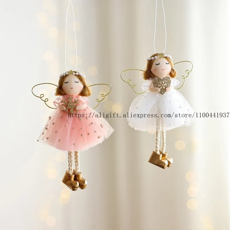 قلادة عيد الميلاد عقد الخوخ القلب تاج فتاة لطيف خرافة الرياح الملاك، شجرة عيد الميلاد تزيين مُثبت قلادة صغيرة