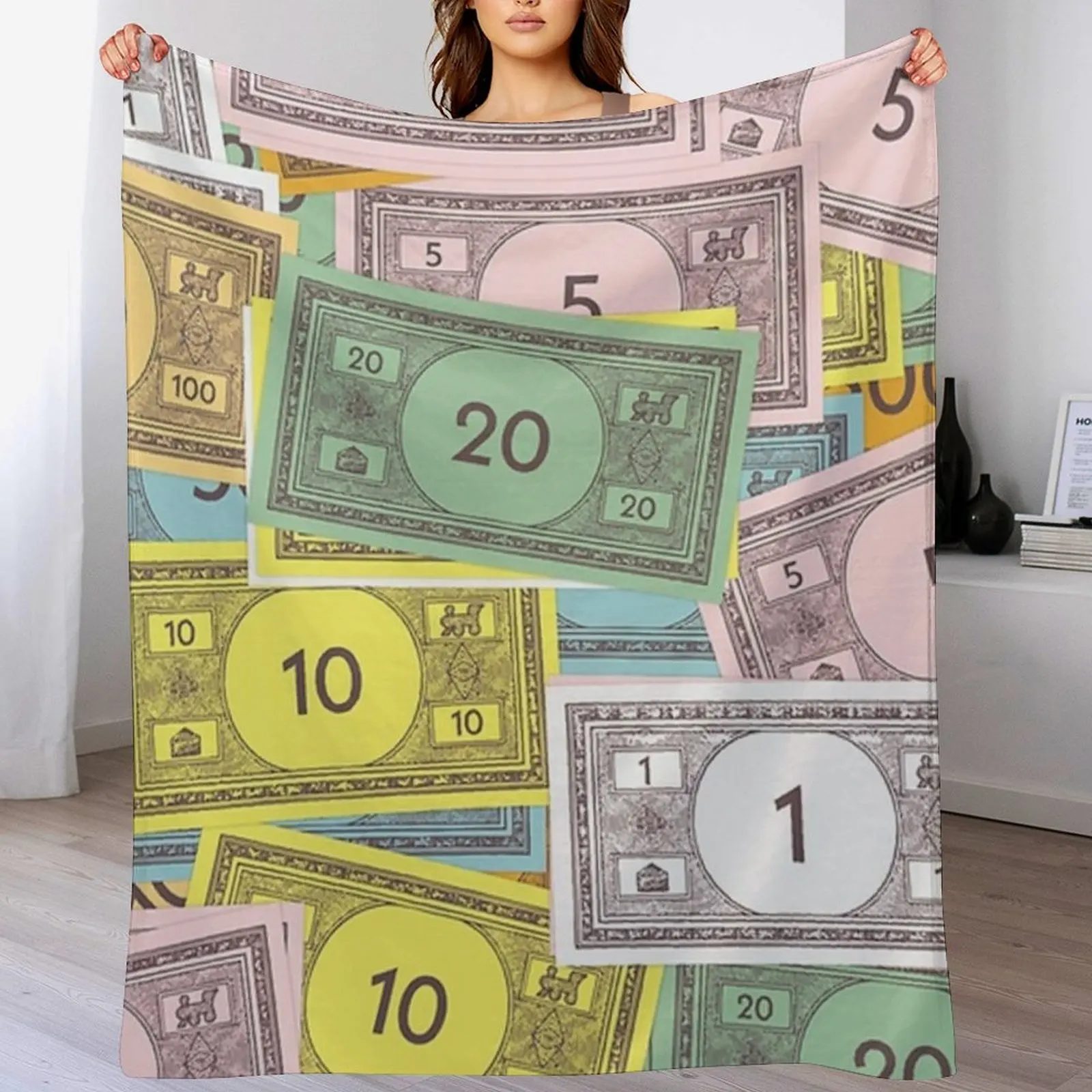 

Money Monopoly Throw Blanket Multi-Purpose bed plaid Loose Blankets