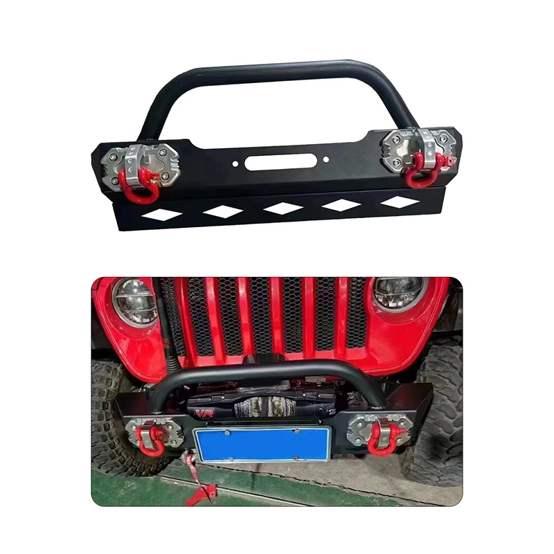 For Off-road Accessories 2/4 Doors Steel Textured Black Front Bumper With D-Rings For Jeep Wrangler JK JL 07-24