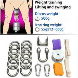 Metal Ball Male Penis Extender Enlargement Physical Exercise Weight Hanger Device Gravity Ring Cockring Adult Sex Toy for Men 18