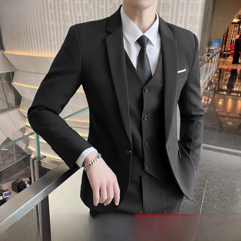 

Мужской деловой повседневный костюм-двойка для свадьбы и торжественных мероприятий, молодежный, приталенный, на двух пуговицах, однобортный
