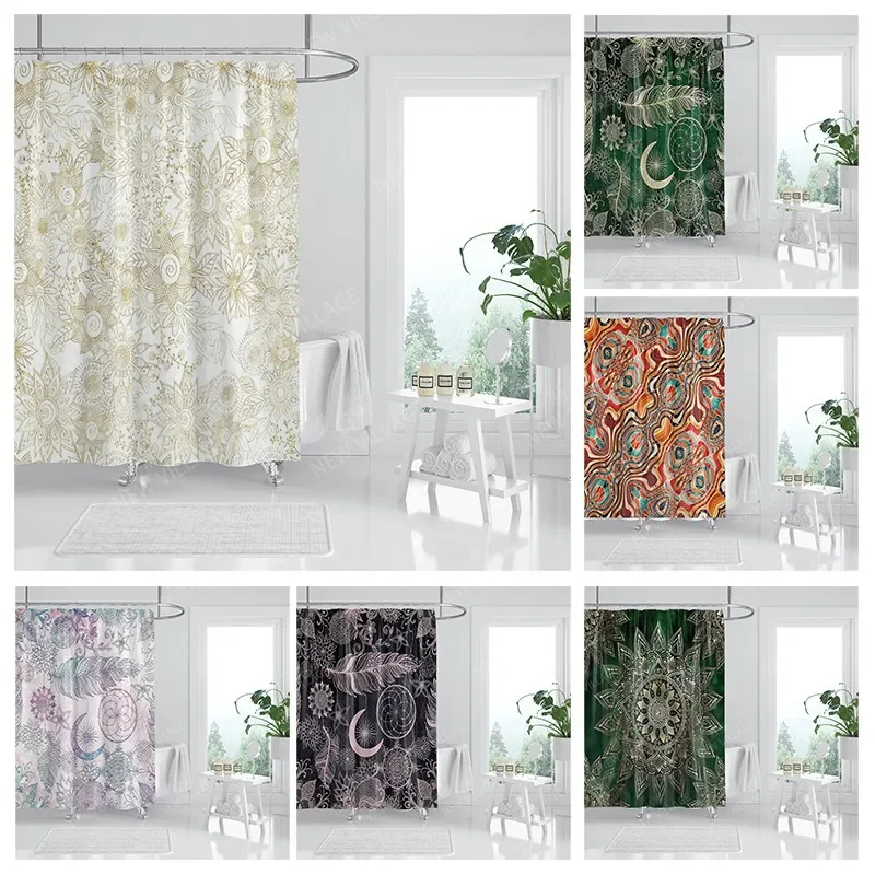 

Waterproof fabric shower curtains Bathroom curtain accessories Bath curtain 180x200cm 240*200cm boho decoration vintage mandala