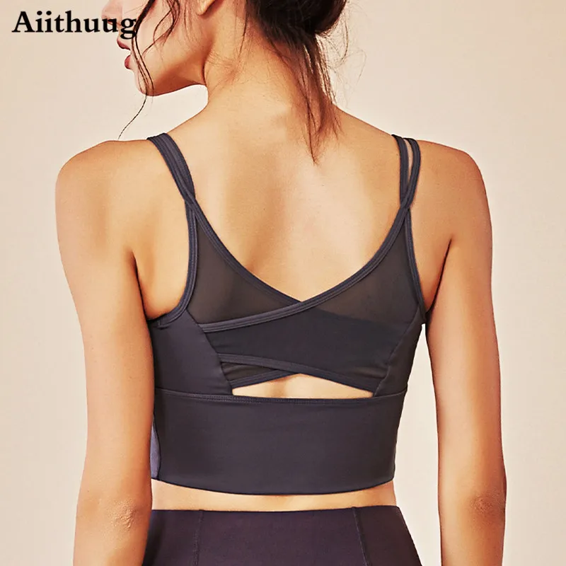 Aiithuug-sujetadores de Yoga, camisetas de Fitness para correr, sujetadores deportivos, Top corto de entrenamiento para gimnasio, Tops cortos de