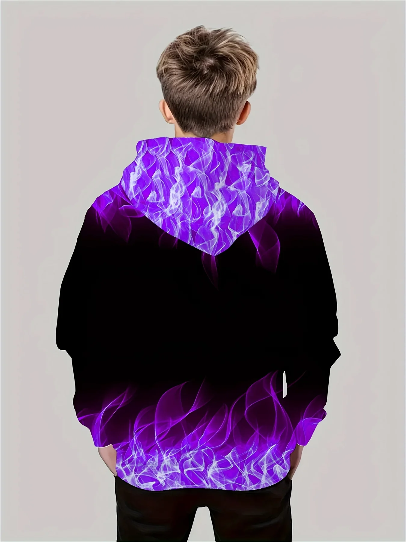 Kinder Kleidung Jungen Hoodies Langarm 3D Flamme drucken Kinder Frühling Herbst Kleidung lässig stilvolle Jungen Mädchen Kleidung Pullover Tops – Detail 8