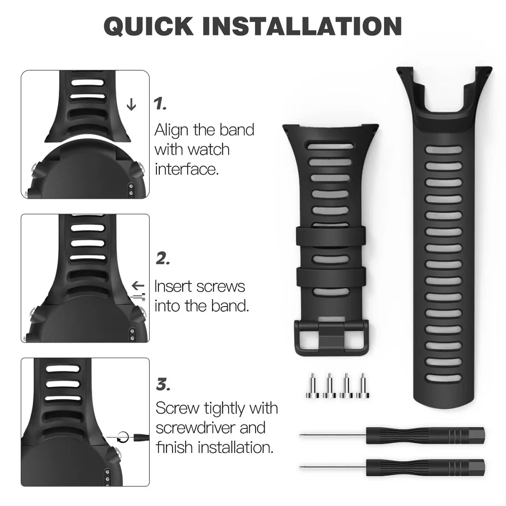 YAYUU Strap For Suunto Ambit 1/Ambit 2 2R 2S/Ambit 3, Silicone Bracelet Replacement Band For Suunto Ambit 3 Sport/3 Run/3 Peak