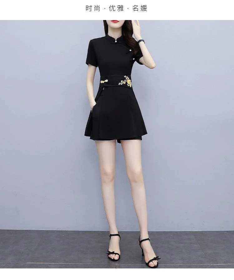 Frauen Anzug Chinesischen Stil Kleidung Zwei Stück Sets 2025, Sommer Neue Crop Top Und Shorts Retro Cheongsam Outfits Passenden für Frauen – Detail 6