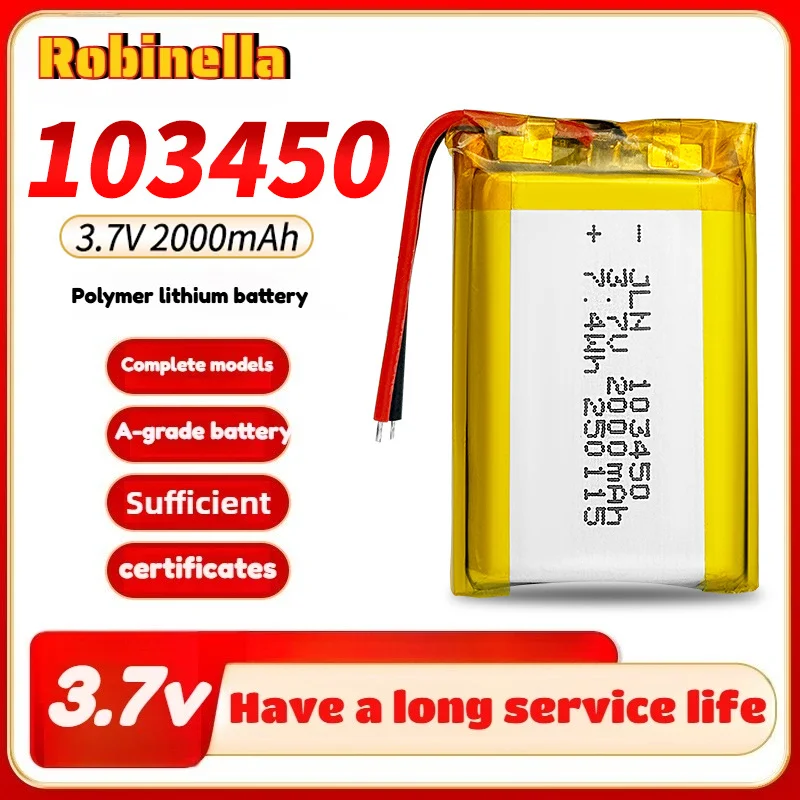 

1-10 шт. 3,7 В 2000 мАч 103450 перезаряжаемые полимерные батареи Lipo Li-Po для игрушек Power Bank GPS ноутбук кемпинговые фонари Diy