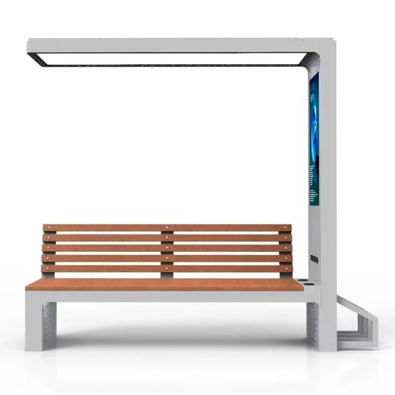 Mobili da esterno Panca solare intelligente Panca da giardino per parco solare con ricarica wireless e altoparlante Bluetooth