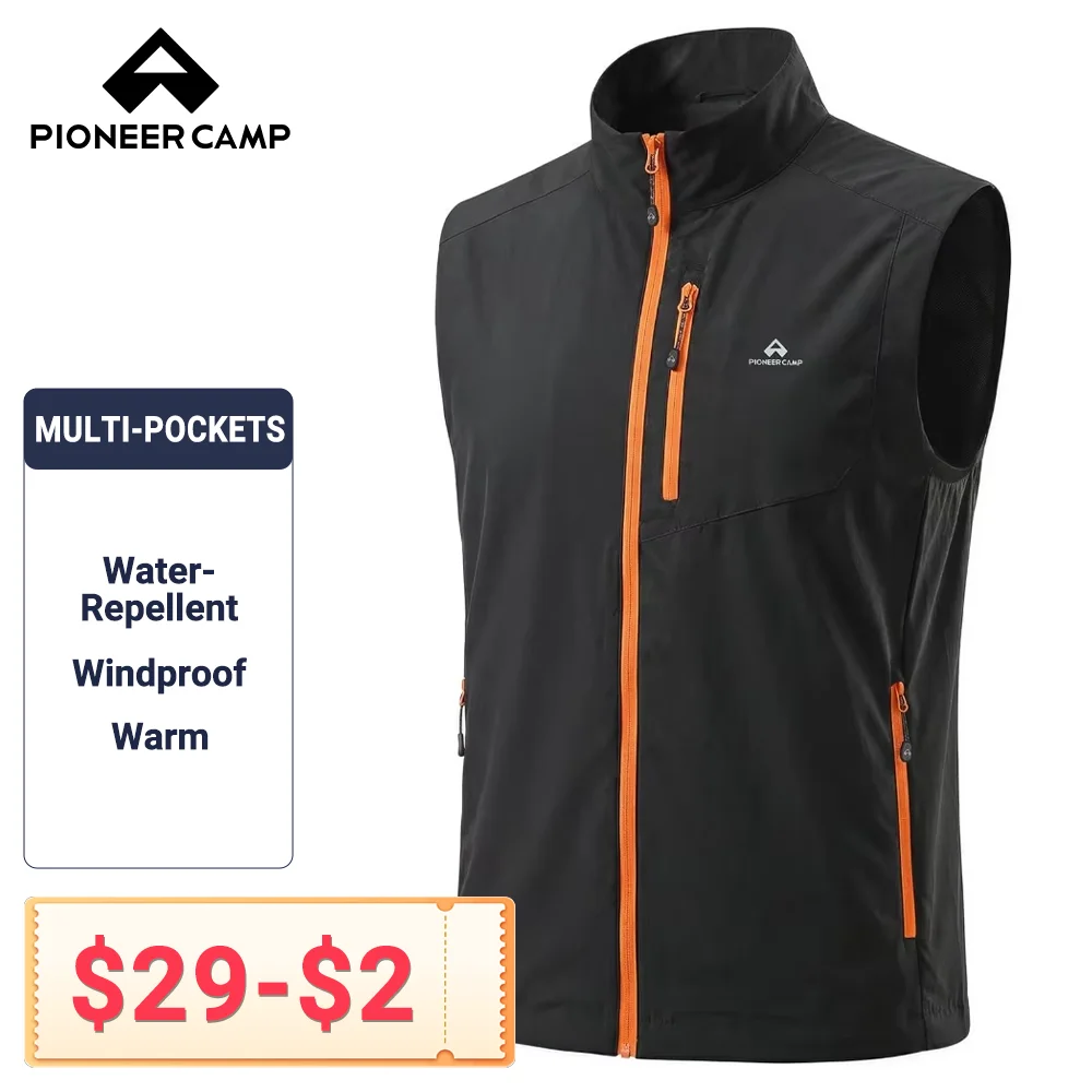 Pioneer Camp Women's Lightweight Softshell Vest Windproof Sleeveless Jacket with Zip Pockets for Running Hiking Fishing Clothing