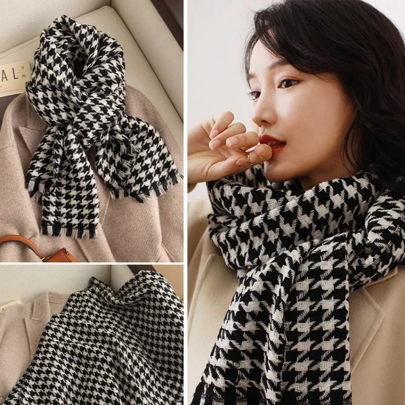 Autumn and Winter Versatile Thickened and Warm Pure Wool Scarf for Women's Winter High end Cold resistant Scarf