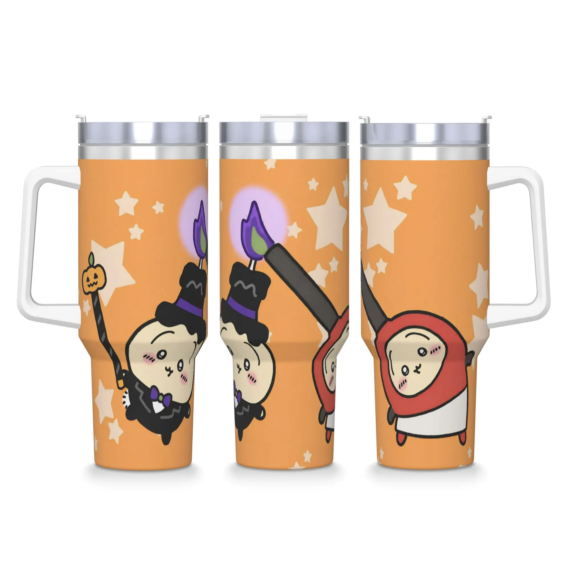 Stainless Steel Tumbler Chiikawas Halloween Witch Pumpkin Kawaii Thermal Cups Leakproof Cold and Hot Mugs Cup Beach Water Bottle
