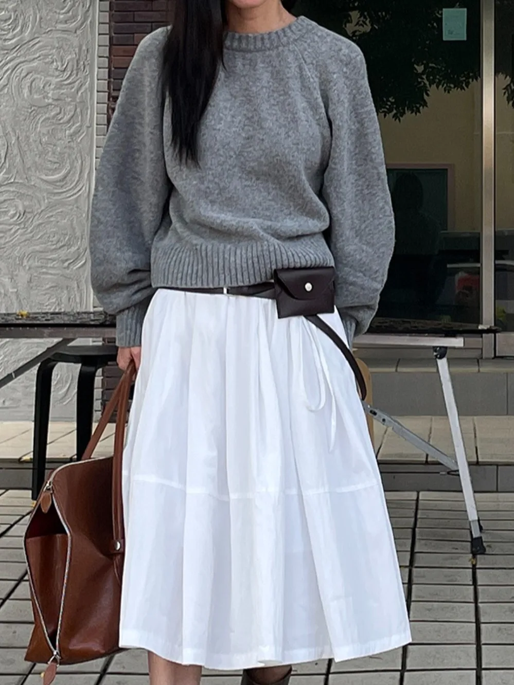 

Design Sensation round Ne Bal Knitted Sweater Women's Long Sve Autumn New Sle Subtle Elegance Casual Online Faion