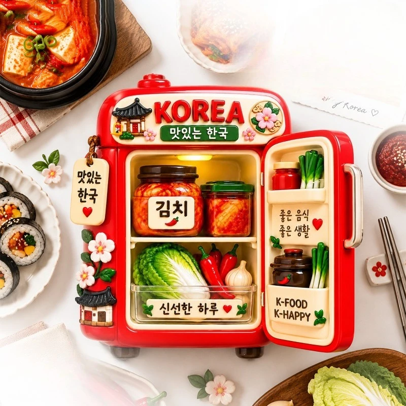 Seoul Kimchi Veggie Fridge Magnet - Savory 3D Korean Souvenir Unique Foodie Gift for Travel & Kitchen Decor