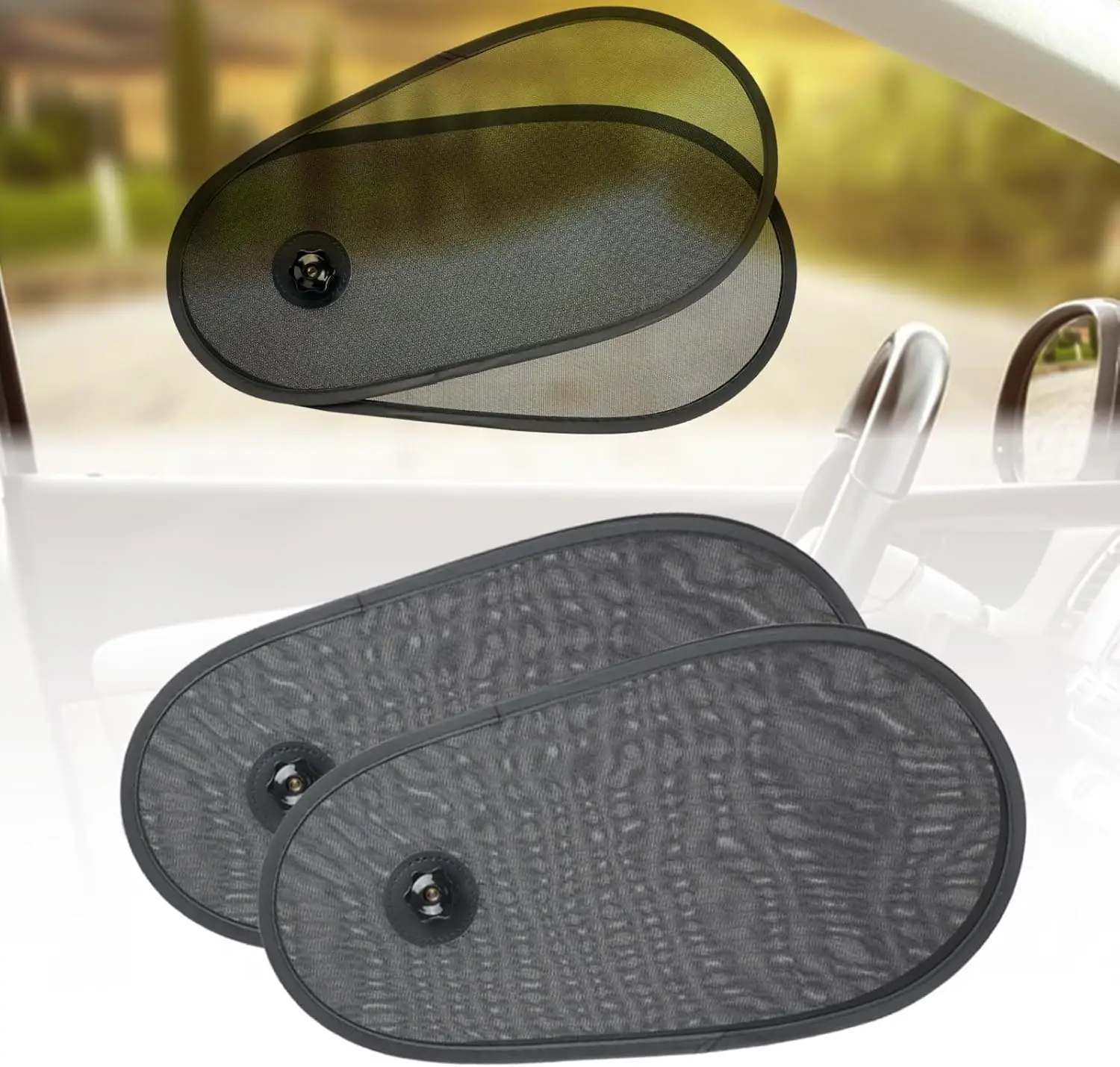 

2 шт. регулируемые солнцезащитные козырьки для боковых окон автомобиля, черные, прочная присоска, подходят для большинства автомобилей