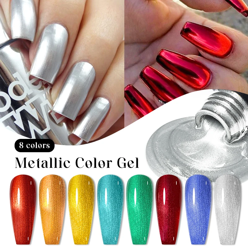 

8 мл MSRUIOO металлический гель-лак для ногтей с зеркальным эффектом металлик, 8 цветов, лак для ногтей, инструменты для макияжа для девочек, принадлежности для дизайна ногтей HEMA/TPO FRE