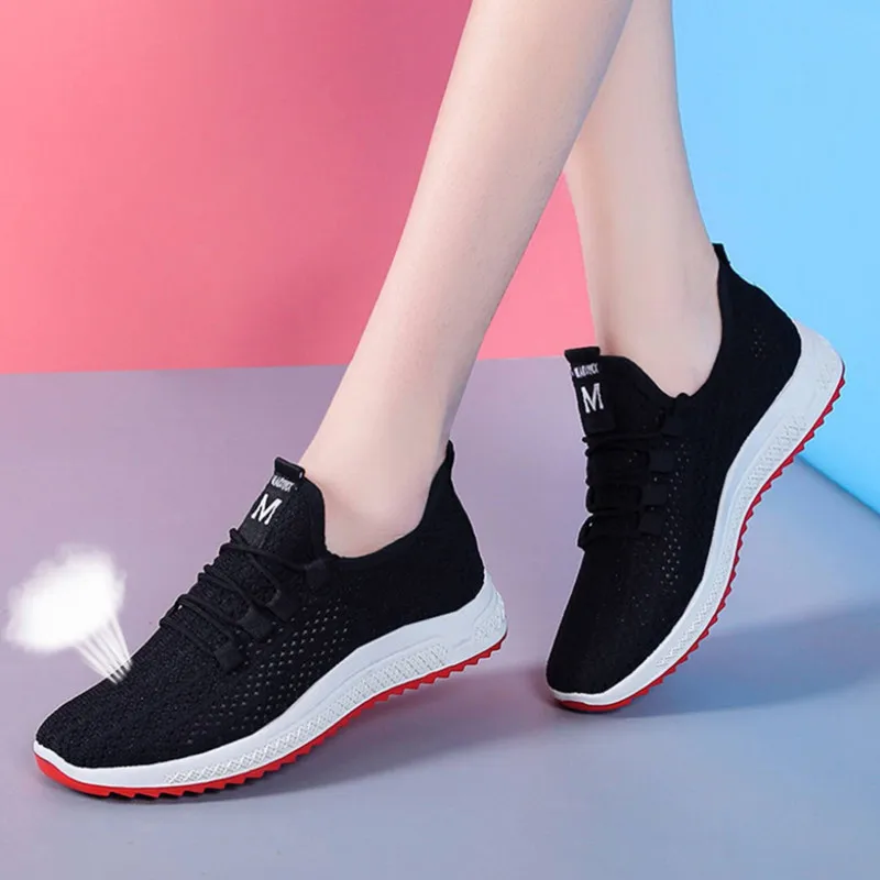 

Mesh Sneakers Women's White Shoes Spring, Summer and Autumn New Breathable Mesh Casual Lightweight Soft-soled Running Shoes