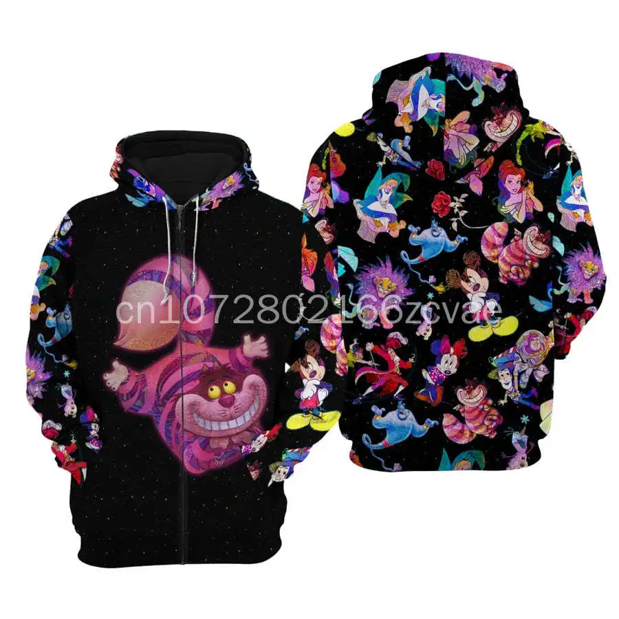 Disney Cheshire Cat Pink Cat Hoodie Disney Personalized Mouse Hoodie Casual Vintage Hoodie