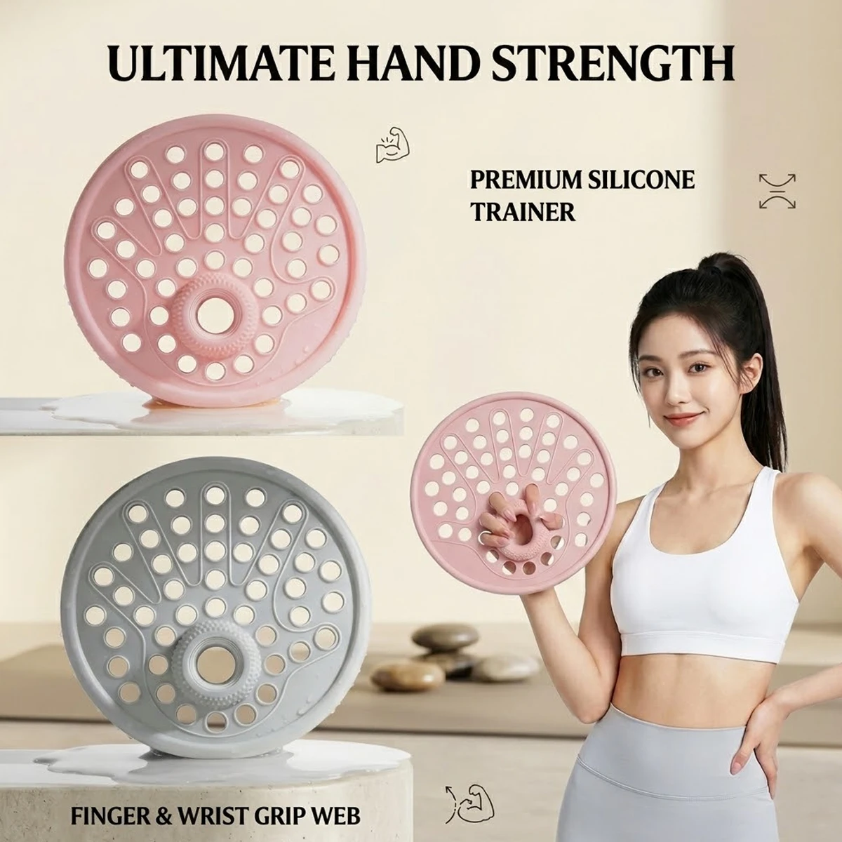 

Silicone Hand Grip Strength Trainer Finger Exerciser Wrist Power Equipment Home Yoga Workout Hand Rehabilitation Fitness Gear