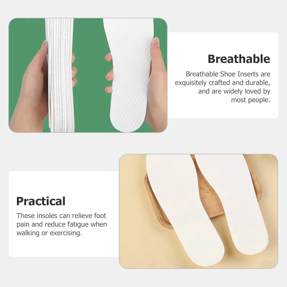 20 pares de plantillas de pulpa de madera, transpirables, inodoros, cómodos, alivio, no deportes, herramientas finas para el cuidado de los pies