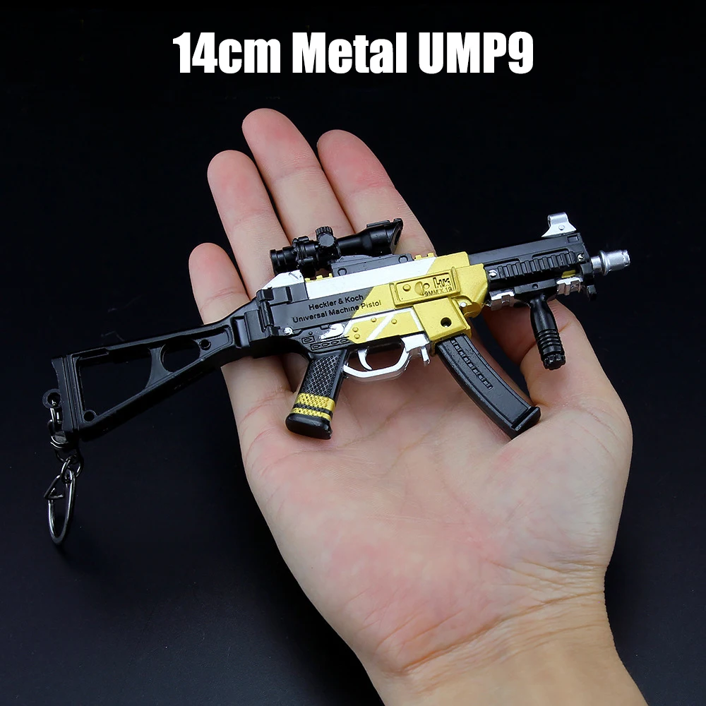 

14cm Metal Playerunknowns Battlegrounds PUBG Mini UMP9 45 Gun Weapon Arms Game Peripheral Keychain Ornament Decoration Collect