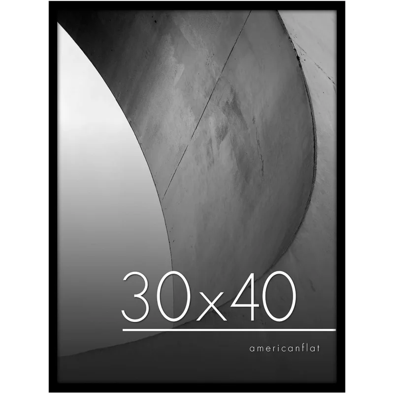 30x40 Poster Frame with Polished Plexiglass - Streamline Collection -Frame for Wall Display - Hanging Hardware Included - Black