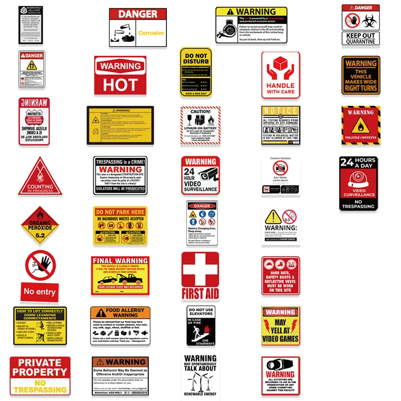 75PCS Warning Ban Sign Stickers For Diary DIY Notebook Luggage Motorcycle Laptop Refrigerator Decals Graffiti Toys