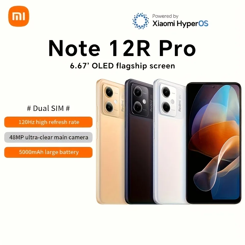 Xiaomi Redmi Note 12R Pro 5G مرآة بورسلين بيضاء، 256 جيجابايت/12 جيجابايت رام، ثنائي الشريحة، XIAOMI HyperOS، شاشة OLED 6.67 بوصة، 120 هرتز، 50