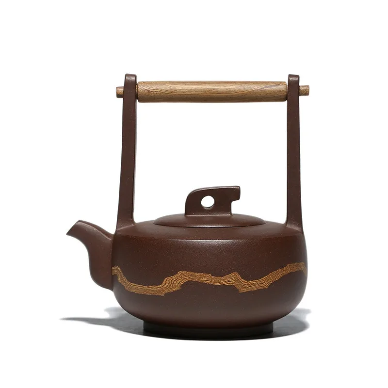 Zhiling lifting beam purple clay pot Kung Fu tea set teapot Household teapot, twisted mud pot