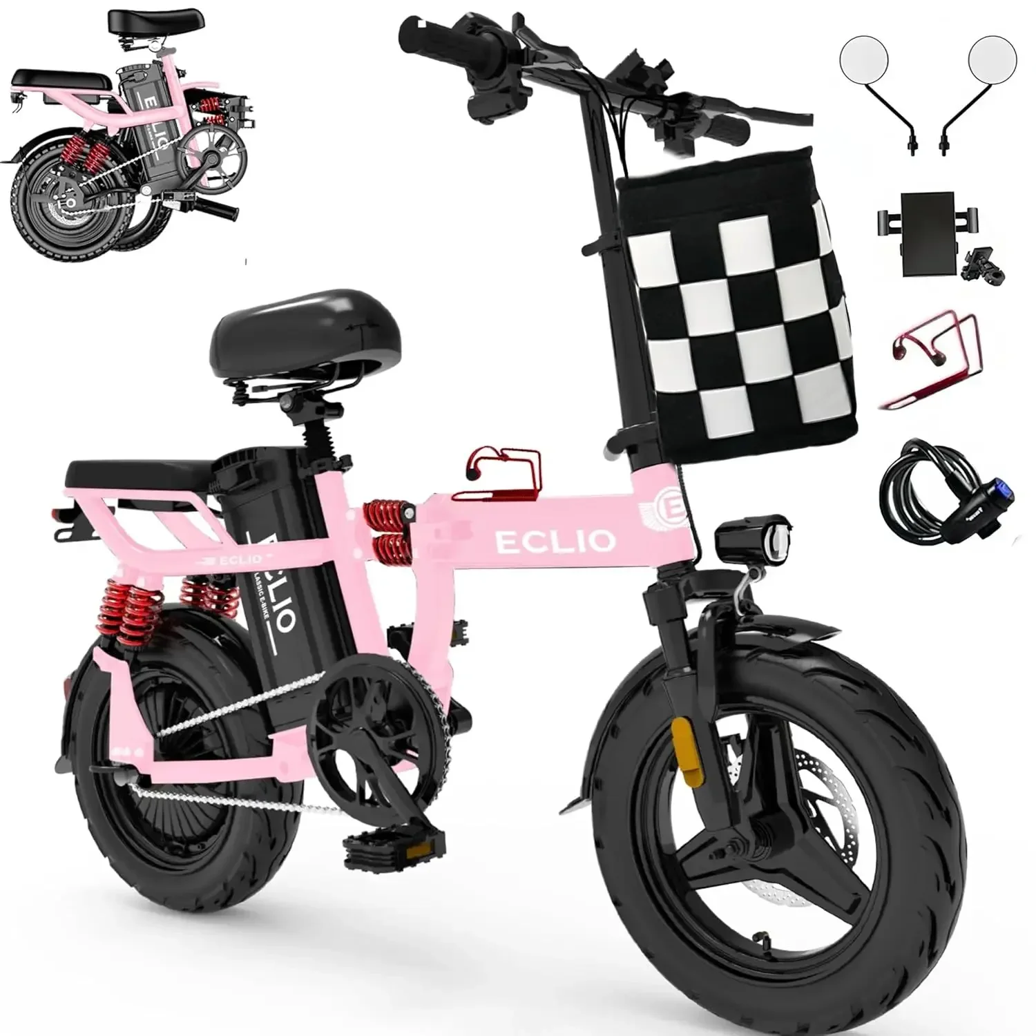 

Folding Electric Bike, Peak 800W Motor 25MPH,48V 20Ah Removable Battery 55Miles Ebike,14'' Lightweight Adults, Customized